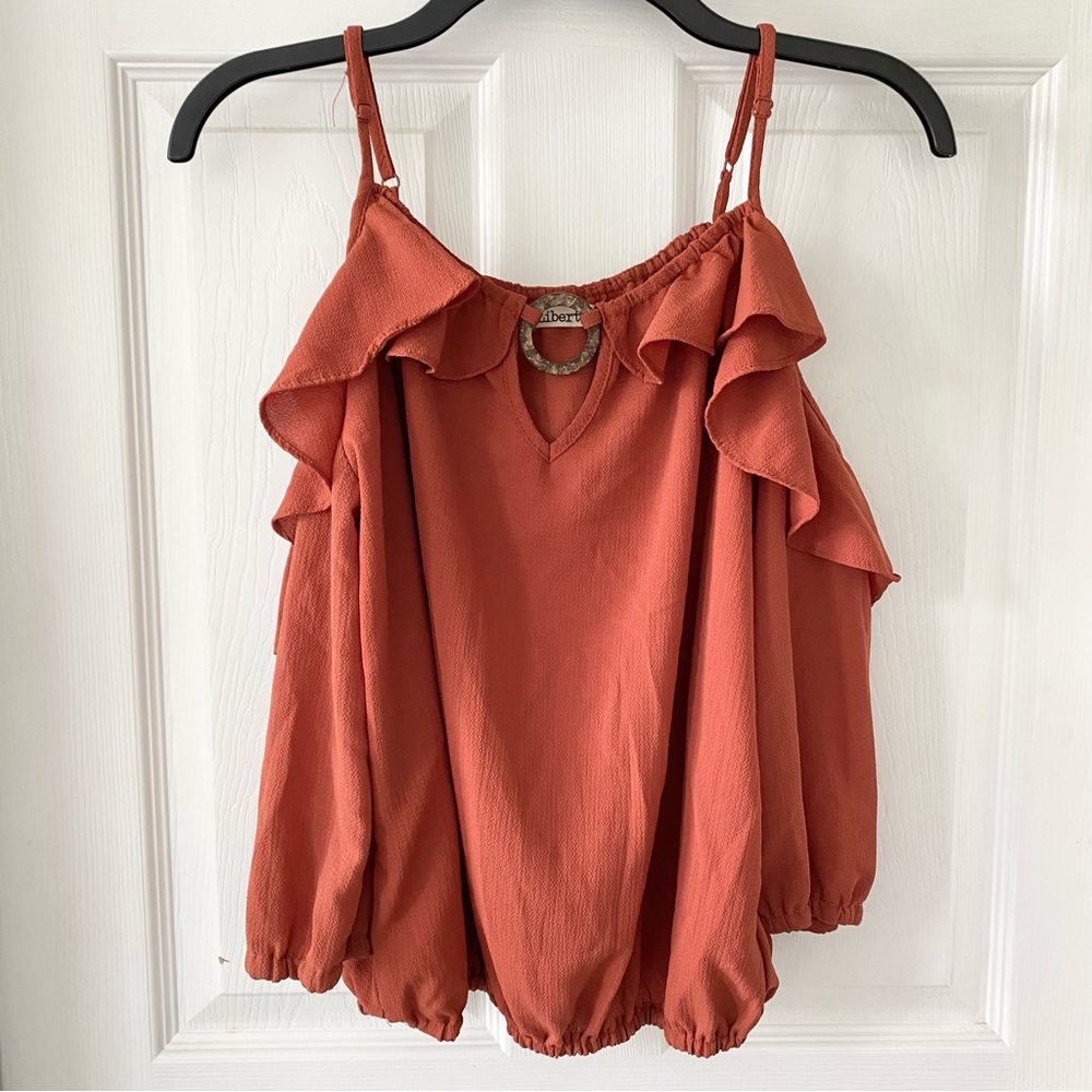 Liberty Love Burnt Orange Cold Shoulder Blouse | M